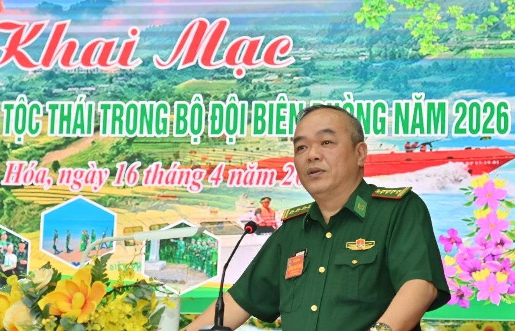 Đại tá Nguyễn Văn Khanh Phó Tham mưu trưởng Bộ đội Biên phòng, Trưởng ban tổ chức hội thi dự và phát biểu chỉ đạo khai mạc hội thi. Ảnh: Viết Lam