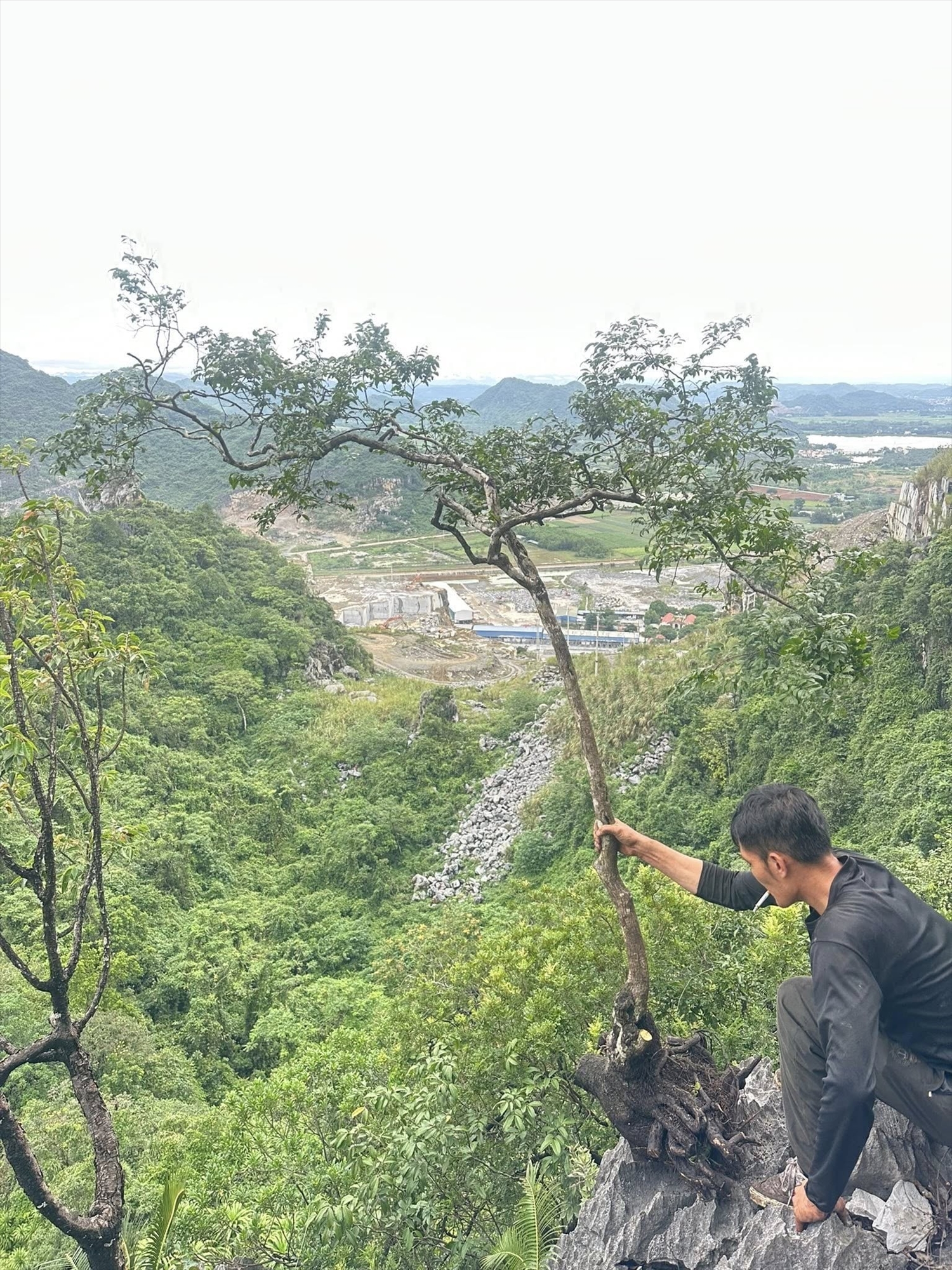 Khai thác muội hồng trái phép trên núi đá vôi – hành vi nguy hiểm và vi phạm pháp luật.