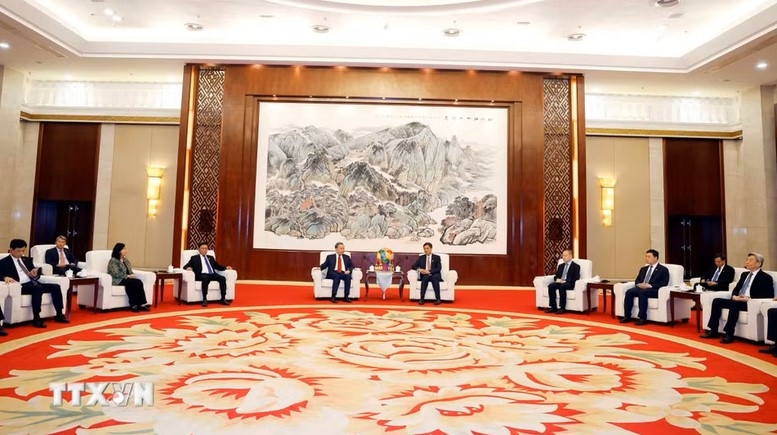 Bí thư Trần Cương cho biết Quảng Tây sẵn sàng thúc đẩy nhập khẩu nhiều hơn các mặt hàng nông sản của Việt Nam - Ảnh: TTXVN