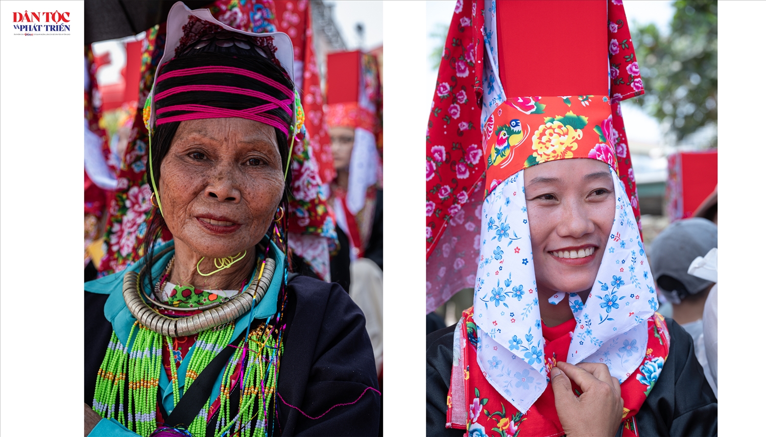 Chân dung phụ nữ dân tộc Dao, nhóm Thanh Y (bên trái), nhóm Thanh Phán (bên phải)