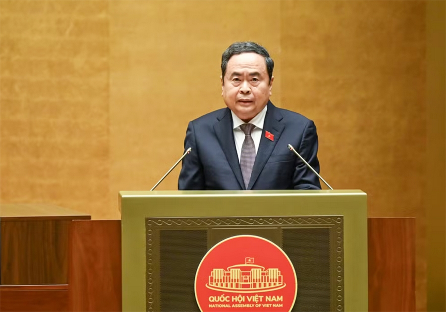 Chủ tịch Quốc hội Trần Thanh Mẫn phát biểu bế mạc Kỳ họp. (Ảnh: Duy Linh) 
