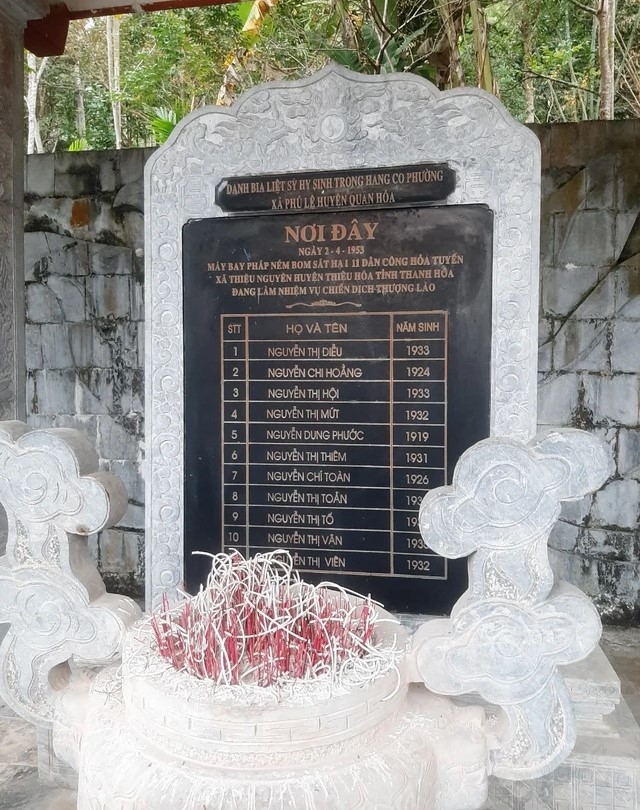 Tên 11 liệt sỹ hi sinh tại hang Co Phương.