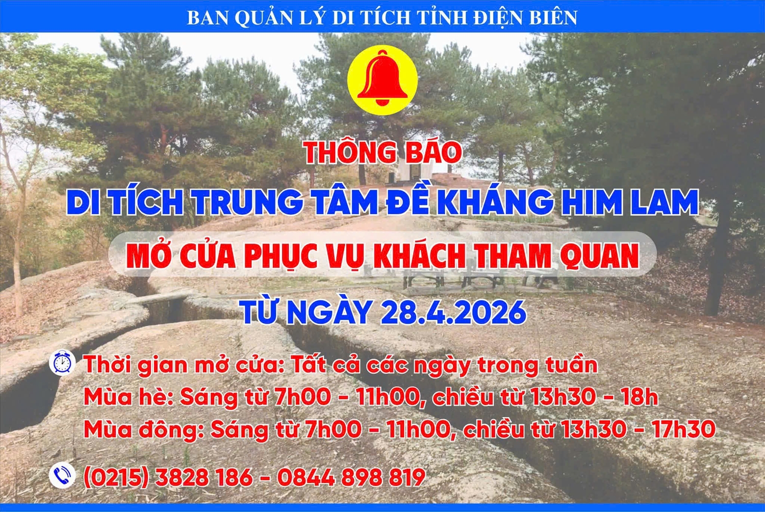 TIN-Điện Biên: Di tích Trung tâm đề kháng Him Lam đón khách từ 28/4 1