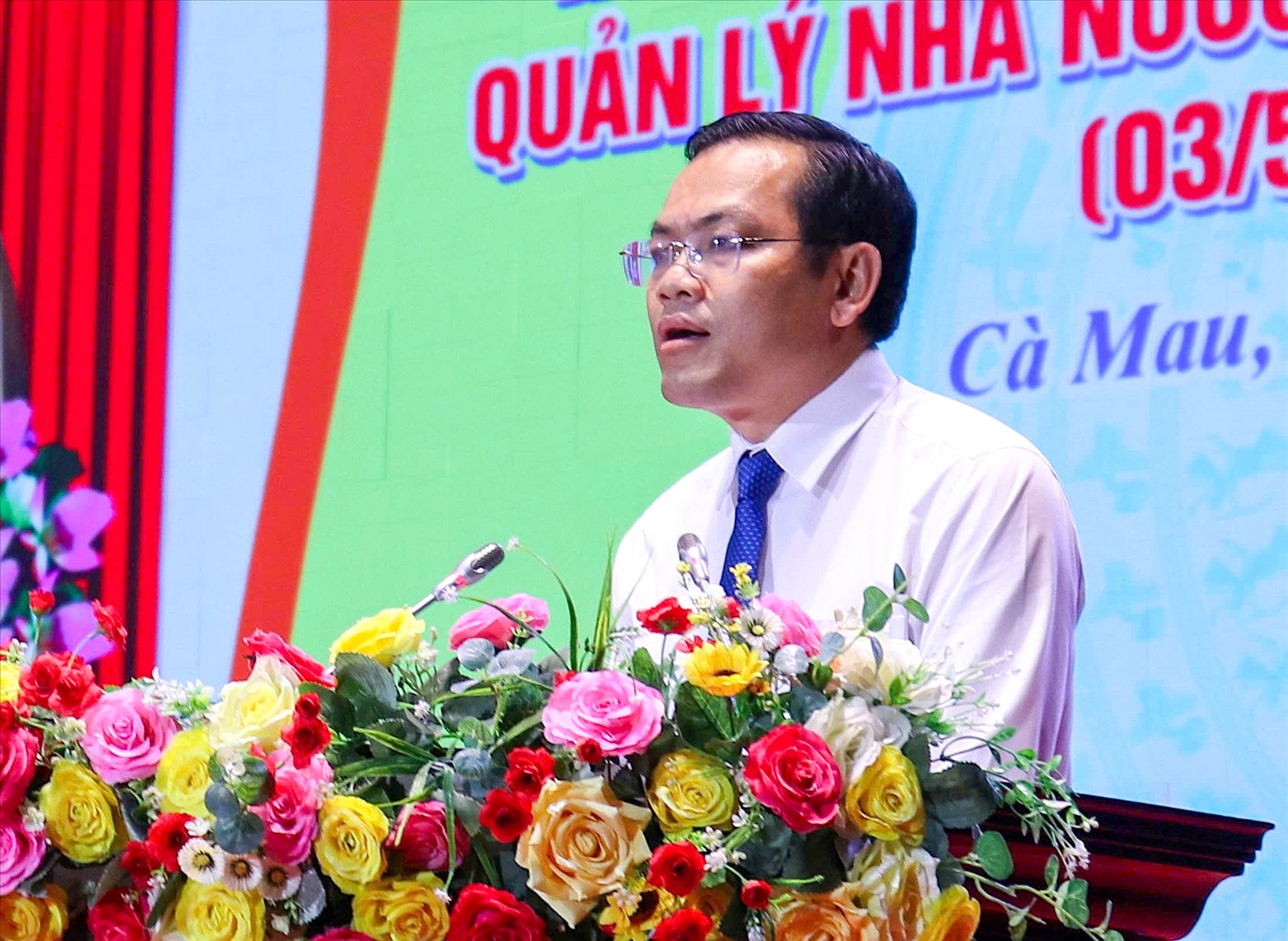 Ông Ngô Vũ Thăng, Phó Chủ tịch UBND tỉnh Cà Mau, phát biểu tại buổi họp mặt