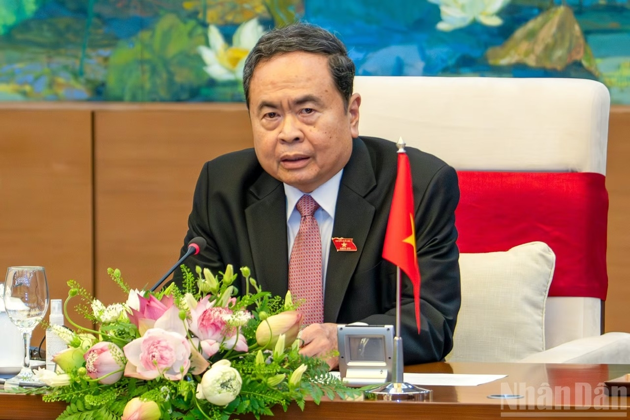 Chủ tịch Quốc hội Trần Thanh Mẫn phát biểu tại hội kiến.