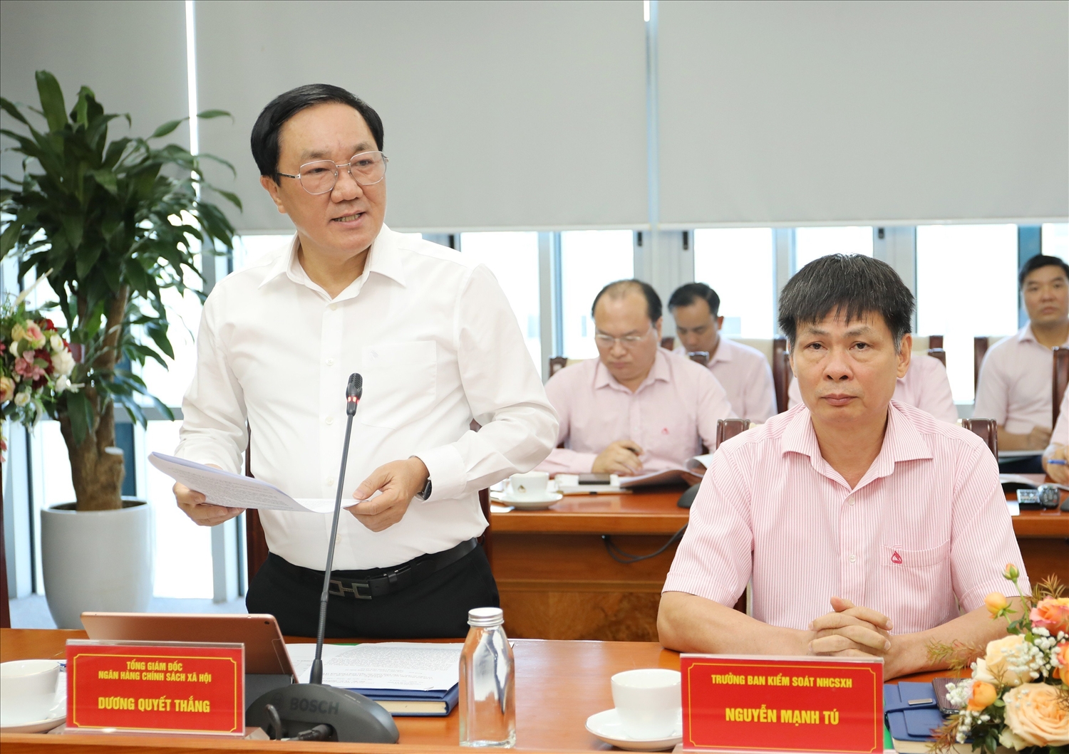 Tổng Giám đốc Ngân hàng CSXH Dương Quyết Thắng báo cáo kết quả hoạt động quý II/2023