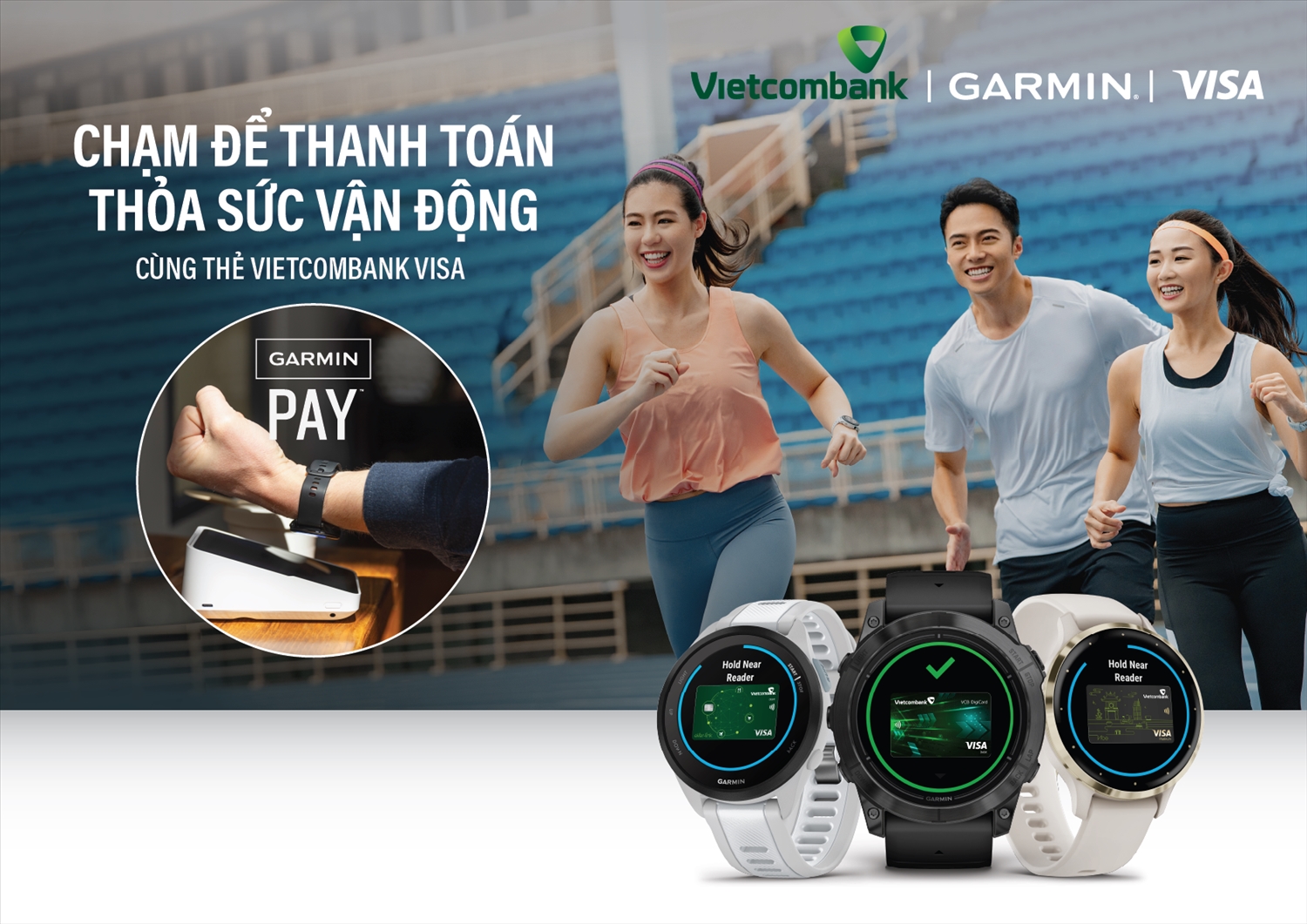  Ngân hàng TMCP Ngoại thương Việt Nam (Vietcombank) chính thức triển khai giải pháp thanh toán Garmin Pay với thẻ Vietcombank Visa