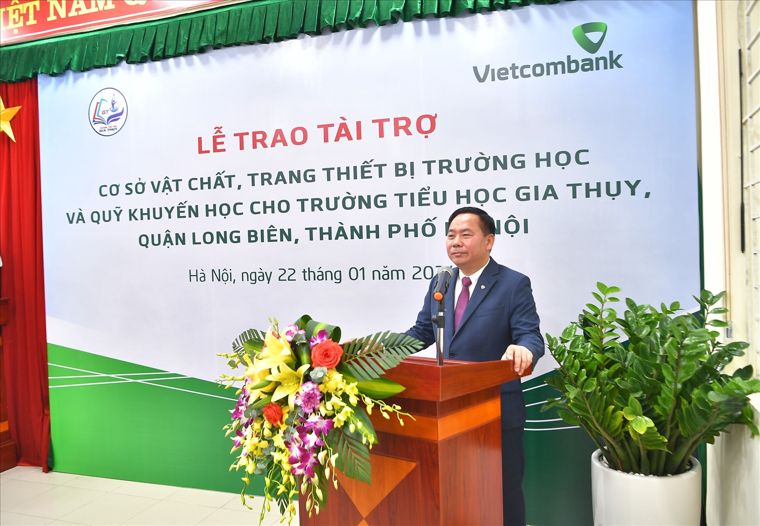 Ông Lại Hữu Phước - Ủy viên BTV Đảng ủy Vietcombank, Trưởng Ban Kiểm soát phát biểu tại buổi lễ