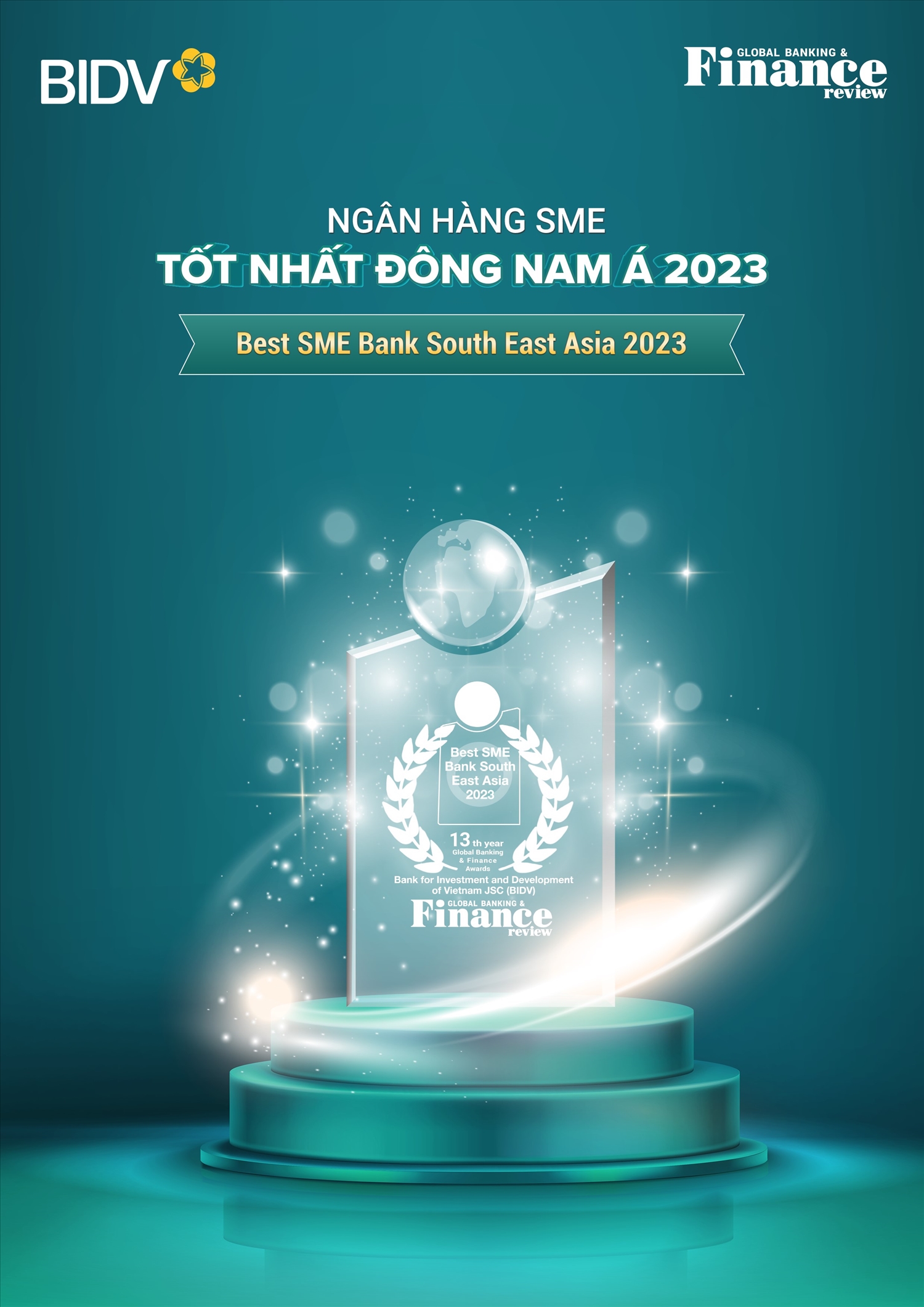 BIDV tự hào lần thứ 3 đạt giải thưởng"Ngân hàng SME tốt nhất Đông Nam Á"