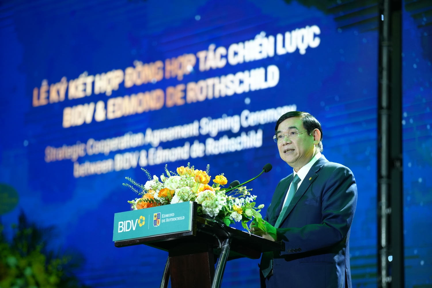 Ông Phan Đức Tú - Chủ tịch HĐQT BIDV phát biểu tại Lễ ký kết Hợp đồng hợp tác chiến lược