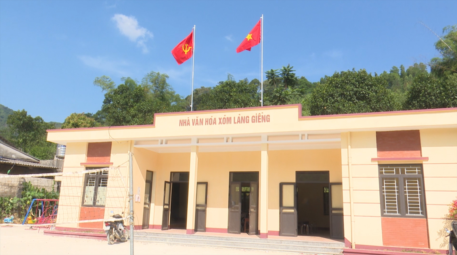 Nhà văn hóa xóm Làng Giếng, xã Tân Long đã hoàn thiện được đầu tư bằng vốn Chương trình MTQG 1719