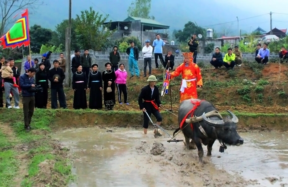 Cày tịch điền đầu năm, cầu cho mưa thuận gió hòa, vụ mùa bội thu là một trong những hoạt động quan trọng của lễ hội Lồng Tồng ở huyện Định Hóa.
