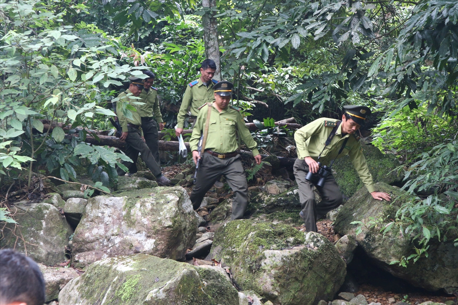 Lực lượng cán bộ Kiểm lâm đi tuần tra, kiểm tra rừng tại xã Đồng Sơn huyện Tân Sơn, tỉnh Phú Thọ