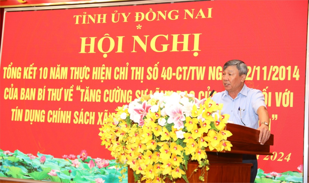 Phó Bí thư Thường trực Tỉnh ủy tỉnh Đồng Nai Hồ Thanh Sơn phát biểu tại Hội nghị.