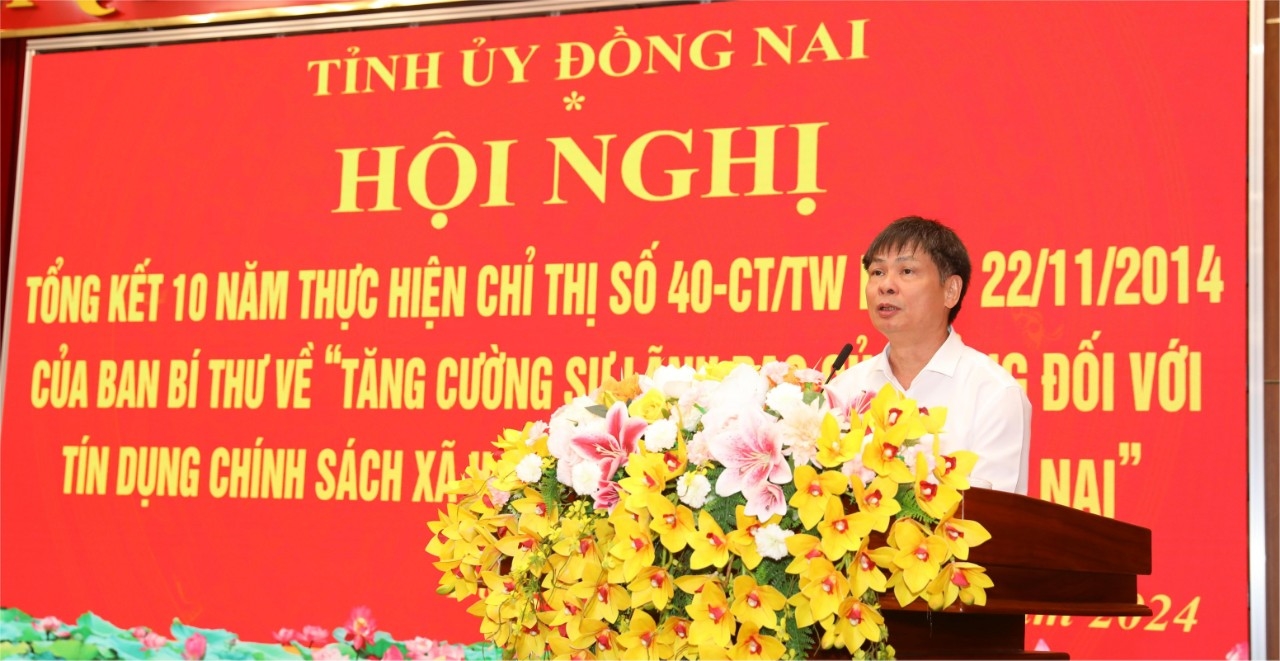 Ông Nguyễn Mạnh Tú, Uỷ viên Hội đồng Quản trị, Trưởng Ban kiểm soát NHCSXH Việt Nam phát biểu tại Hội nghị.