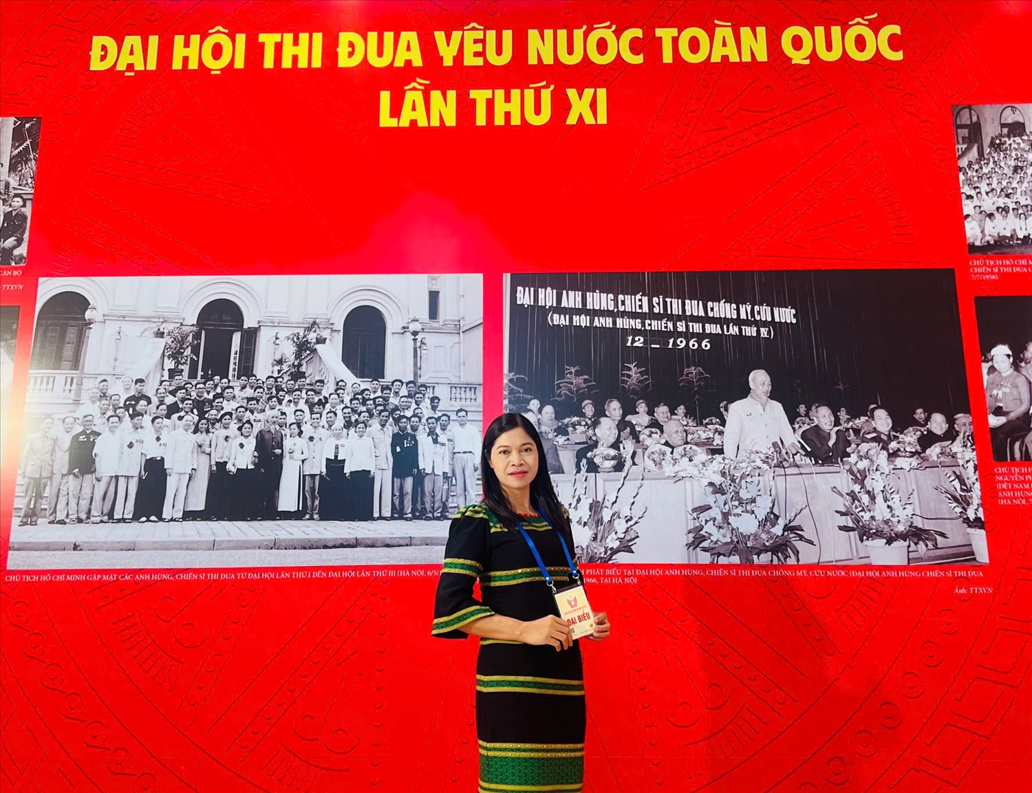 Chị H’Loan, cán bộ tín dụng Phòng giao dịch NHCSXH Đắk Glong (tỉnh Lâm Đồng) tham dự Đại hội Thi đua yêu nước toàn quốc lần thứ XI.