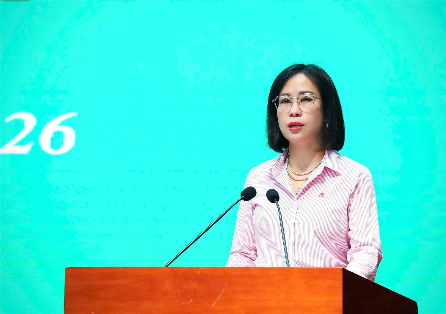 Phó Tổng Giám đốc NHCSXH Lê Thị Đức Hạnh thông tin kết quả hoạt động những tháng đầu năm 2026