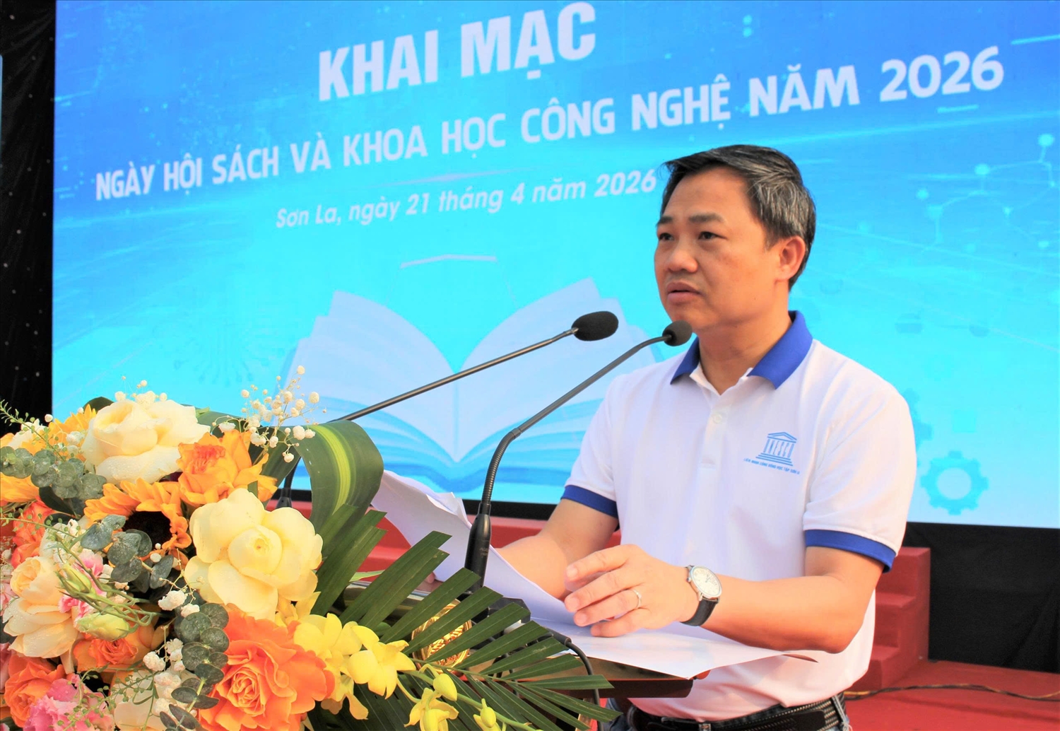 Phó Bí thư Tỉnh ủy, Chủ tịch UBND tỉnh Sơn La Nguyễn Đình Việt phát biểu khai mạc Ngày hội sách