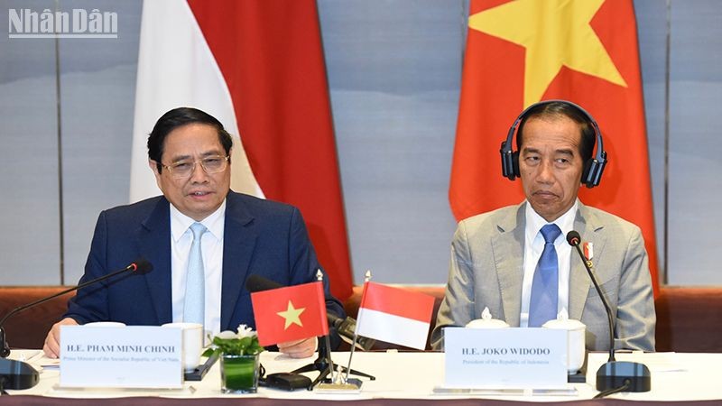 Thủ tướng Phạm Minh Chính và Tổng thống Joko Widodo chủ trì cuộc Đối thoại Doanh nghiệp cấp cao Việt Nam-Indonesia.