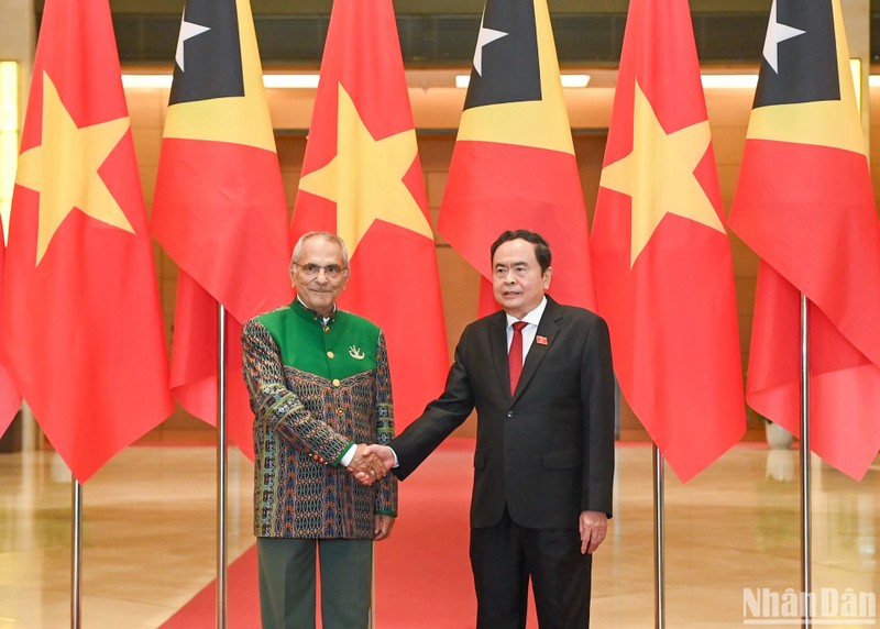 Chủ tịch Quốc hội Trần Thanh Mẫn và Tổng thống Timor-Leste Jose Ramos-Horta. (Ảnh: Duy Linh)