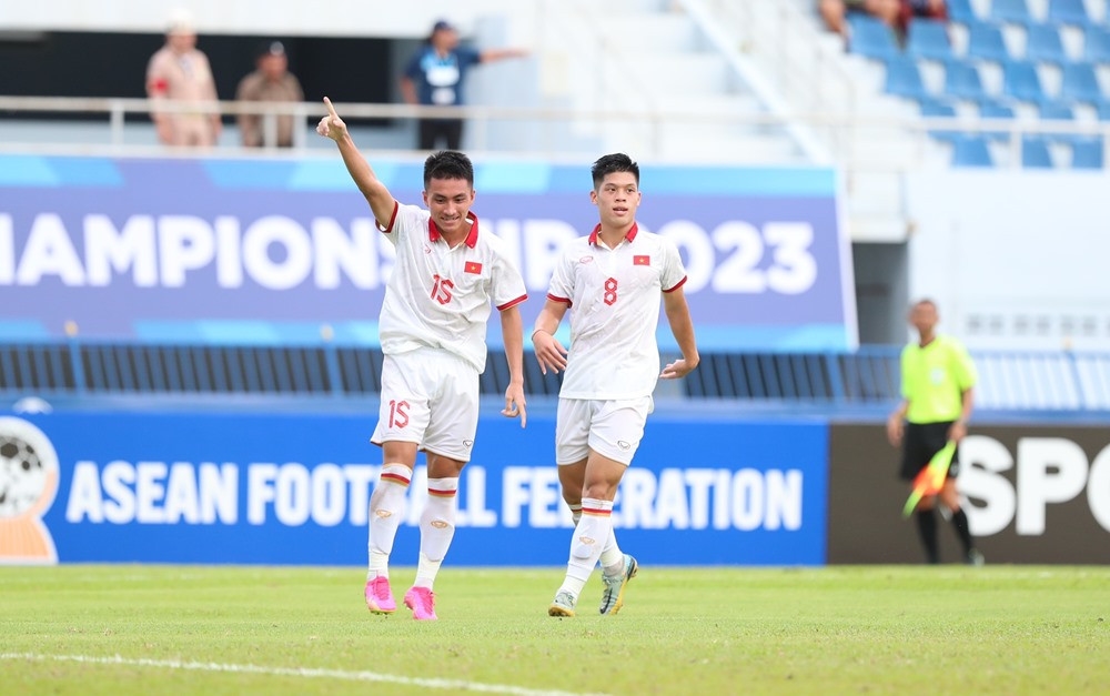 U23 Việt Nam có khởi đầu thuận lợi tại giải U23 Đông Nam Á 2023 (Ảnh IT)