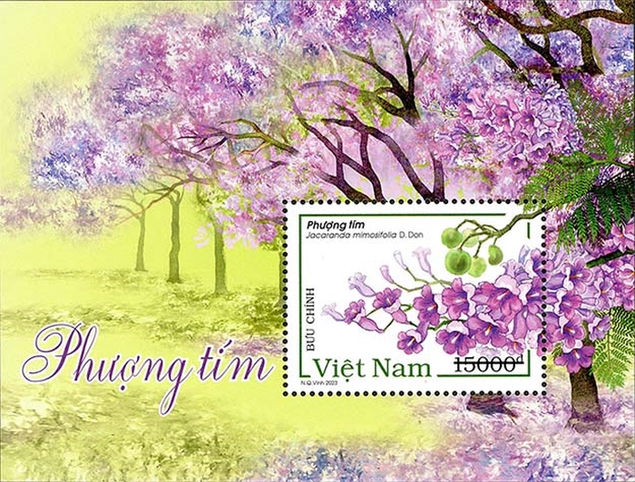 Bộ tem “Phượng tím” gồm 1 mẫu tem và 1 blốc